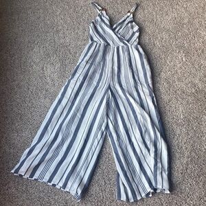 White navy stripe jumpsuit ae American eagle